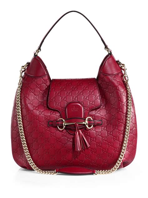 gucci red leather hobo|gucci guccissima leather hobo bag.